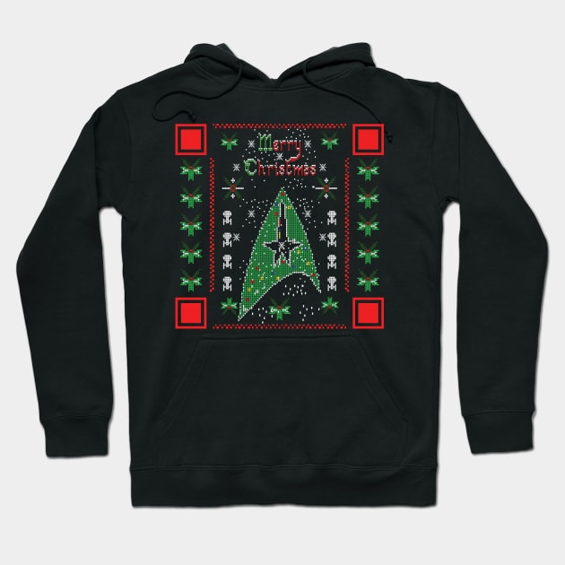 MERRY STARFLEET QR CODE Hoodie by KARMADESIGNER T-SHIRT SHOP